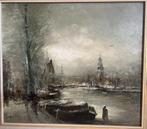 Schilderij John Bevort (1917-1996) - Amsterdam stadsgezicht, Antiek en Kunst, Kunst | Schilderijen | Klassiek, Ophalen of Verzenden