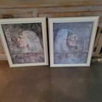 set van 2 schilderijen / prints in houten lijst / Egypte, 50 tot 75 cm, Ophalen of Verzenden, Zo goed als nieuw, Schilderij
