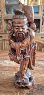 Shou Lao, houten beeld uit China begin 20e eeuw, Ophalen of Verzenden, Gebruikt