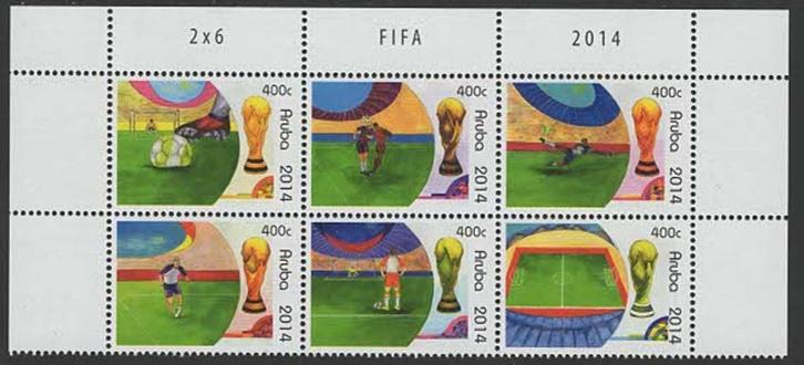 Aruba 760/5 postfris WK Voetbal 2014, Postzegels en Munten, Postzegels | Nederlandse Antillen en Aruba, Postfris, Verzenden