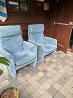 2 Blauwe Suède Fauteuils Scandinavisch Design, Huis en Inrichting, Fauteuils, Ophalen, Gebruikt, Stof, 75 tot 100 cm