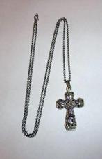 Ketting Kruis 925 Amethist Markasiet, Ophalen of Verzenden, Zilver, Ketting, Met edelsteen