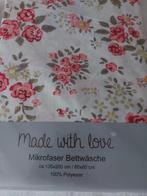 2 x 1p. dekbedovertrek "Made with Love" Nieuw !!!, Huis en Inrichting, Ophalen, Nieuw, Eenpersoons, Dekbedovertrek