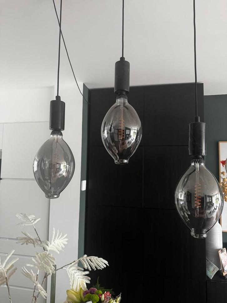 3 hanglampen glas/marmer (ikea), Huis en Inrichting, Lampen | Hanglampen, Zo goed als nieuw, Minder dan 50 cm, Glas, Ophalen