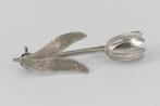 ANTIEKE ZILVEREN TULPEN BROCHE, Antiek en Kunst, Ophalen of Verzenden, Zilver