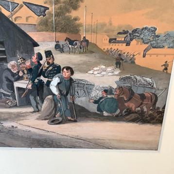 Gouache militair 18e eeuws beschikbaar voor biedingen