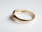 Vintage 14 Karaat Gouden Croissant Ring Met Diamant, Ophalen of Verzenden, Zo goed als nieuw, 17 tot 18, Met edelsteen