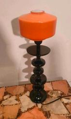 Retro Tafellamp met Glazen Oranje Kap, Ophalen of Verzenden