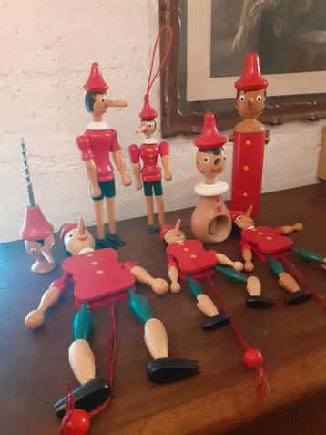 Vintage Pinokkio Houten Speelgoed Collectie beschikbaar voor biedingen