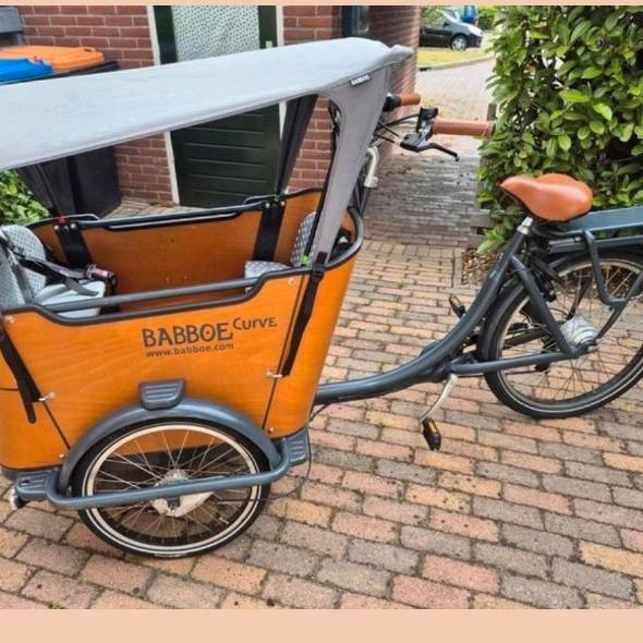 Babboe curve -e met accessoires, Fietsen en Brommers, Fietsen | Bakfietsen, Gebruikt, Overige merken, 4 kinderen of meer, Elektrisch