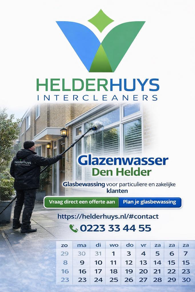 Glazenwasser Den Helder tot Schagen, Diensten en Vakmensen, Schoonmakers en Glazenwassers, Glazenwassen binnen, Glazenwassen buiten