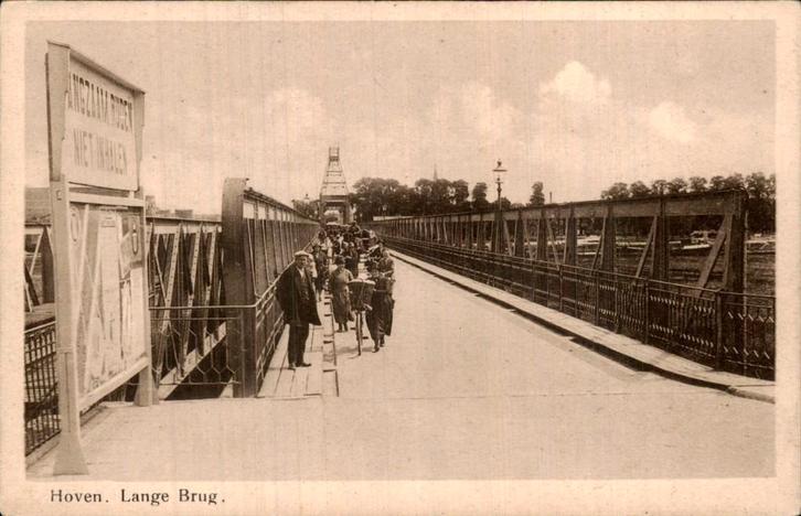 Hoven - Lange Brug - brug met voetgangers, Verzamelen, Ansichtkaarten | Nederland, Ongelopen, Zuid-Holland, Voor 1920, Ophalen of Verzenden