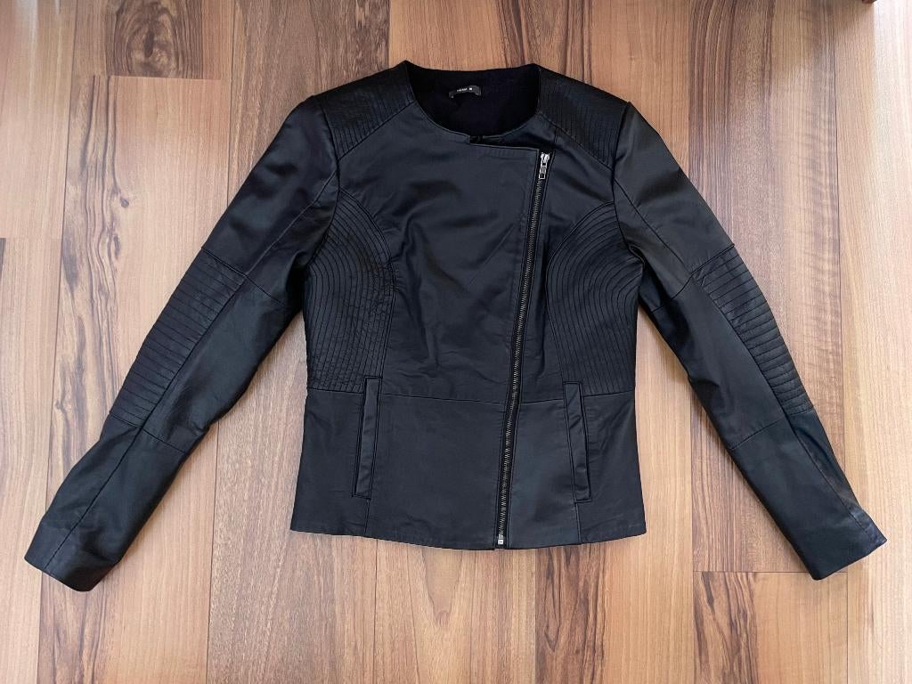 Prachtig zwart leren HEMA jasje / biker jack, Maat 38/40 (M), Zwart, Ophalen of Verzenden, Zo goed als nieuw