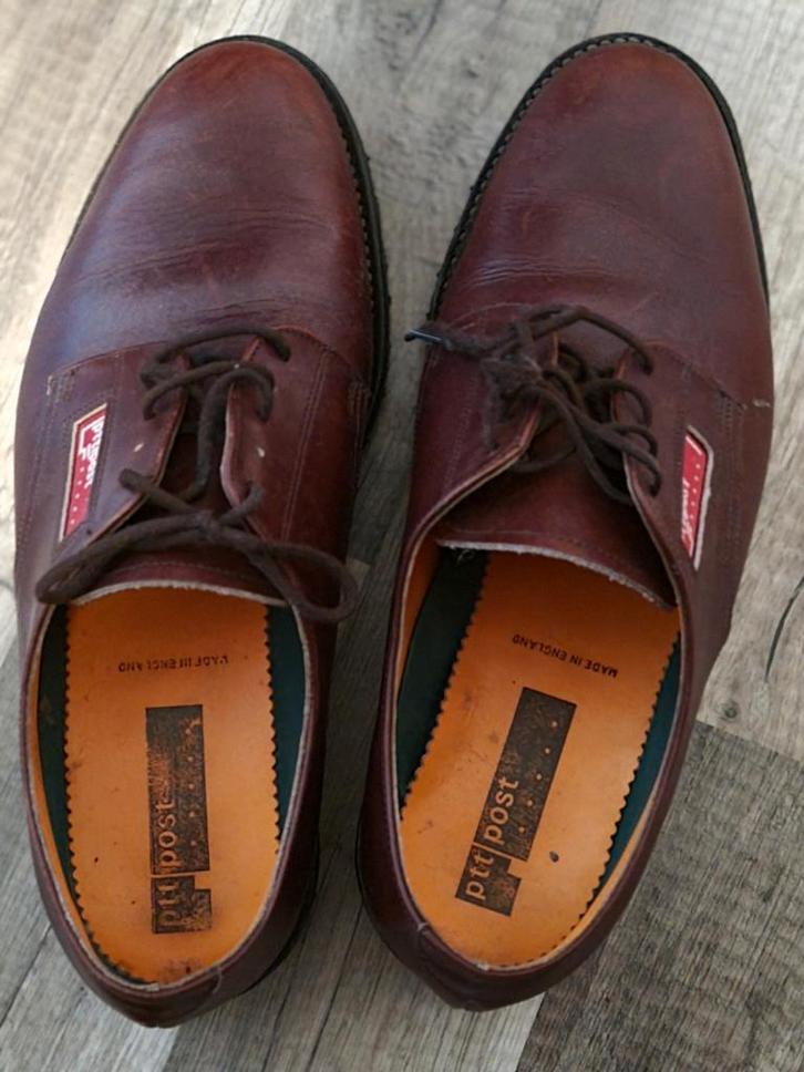 Leren PTT Post Schoenen - Gestikt, Kleding | Heren, Schoenen, Nieuw, Veterschoenen, Bruin, Ophalen of Verzenden
