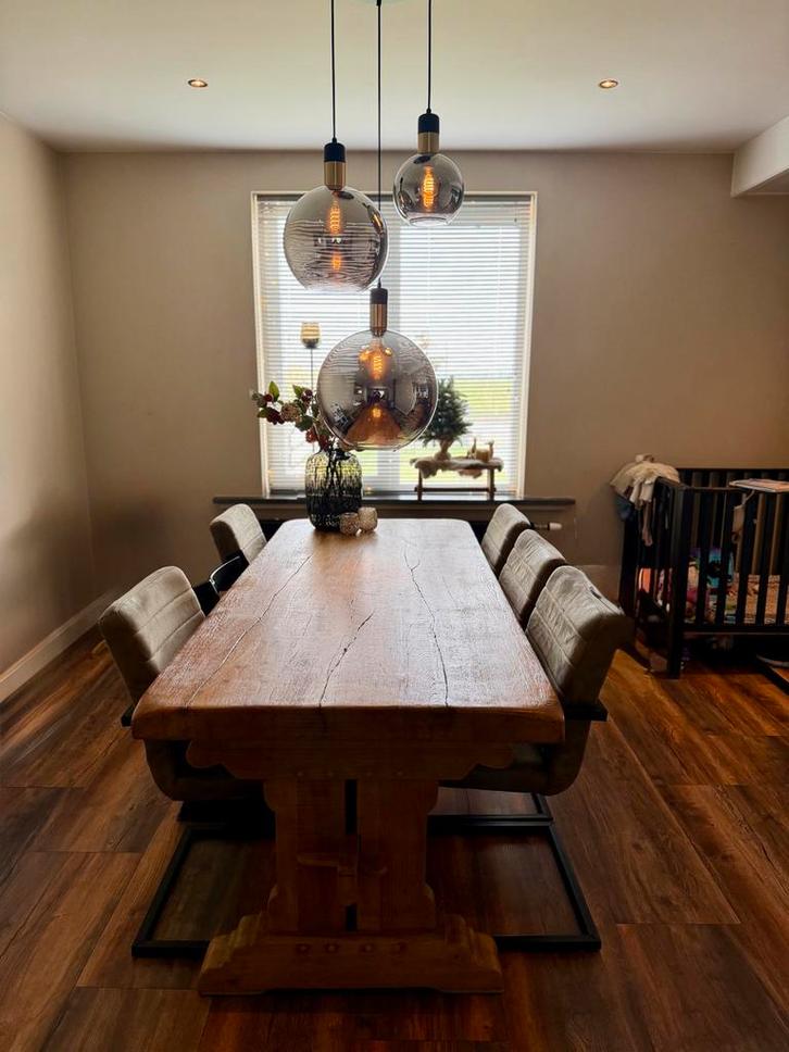 Robuuste Eiken Kloostertafel - 200cm, Huis en Inrichting, Tafels | Eettafels, Gebruikt, 50 tot 100 cm, 150 tot 200 cm, Vijf personen of meer