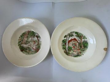 2 vintage kinderbord sprookjes roodkapje P. Regout porselein beschikbaar voor biedingen