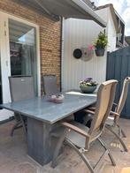 Betonnen tuintafel, donkergrijs, Tuin en Terras, Tuintafels, Ophalen of Verzenden, Gebruikt, Rechthoekig
