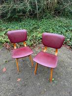 2 eetkamerstoelen (vintage/skai/jaren60), Huis en Inrichting, Ophalen, Gebruikt, Overige kleuren, Stof