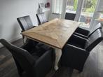 Robuuste eettafel met stoelen, Huis en Inrichting, Complete eetkamers, Ophalen, Gebruikt, 4 tot 6 stoelen