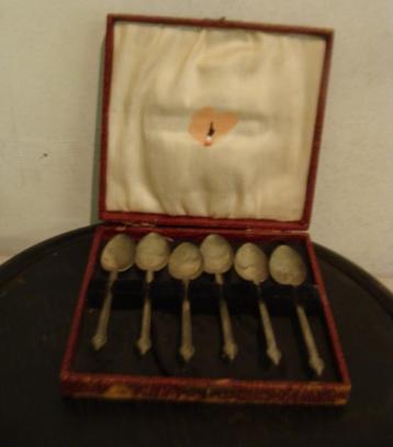 Thee lepel lepels 6 stuks tin in cassette Engeland origineel beschikbaar voor biedingen