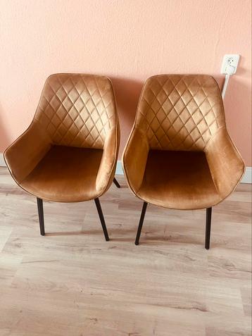 2x Velvet Eetkamerstoelen | Ginger / licht bruin beschikbaar voor biedingen