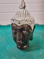 boeddha hoofd met spiegeltjes van hout, Ophalen of Verzenden