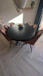 Set van 6 bruin/koperen eetkamerstoelen, Ophalen of Verzenden, Gebruikt, Modern