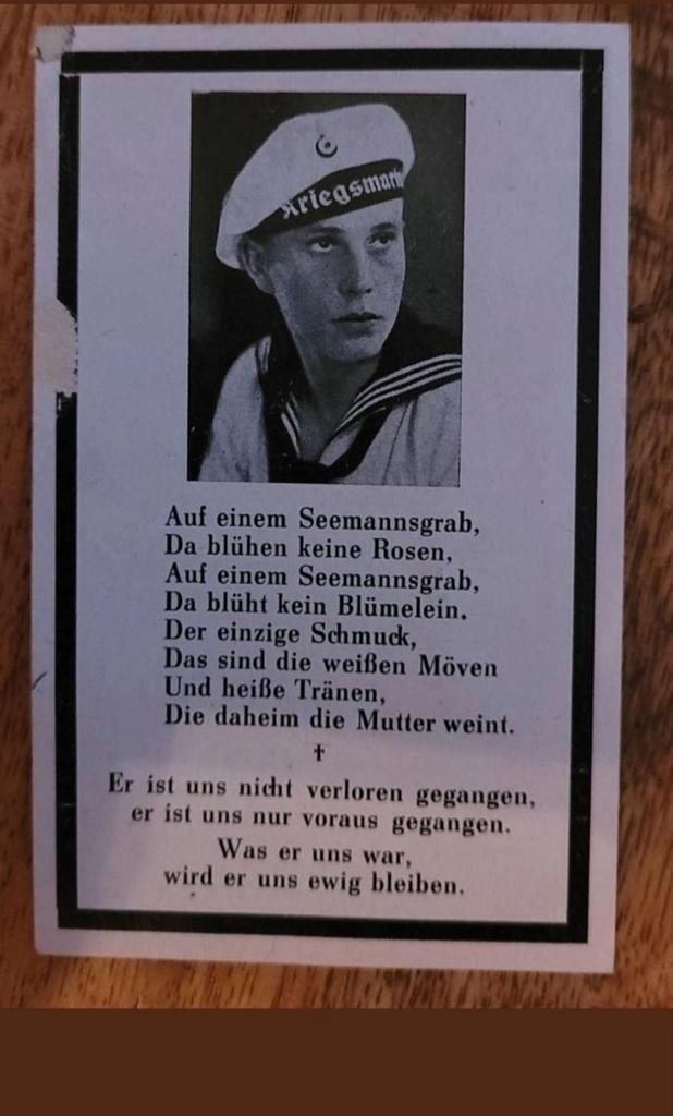 Kriegsmarine U-Boot Matroos Endkampf 1945 WW2 Kiel Duits, Verzamelen, Militaria | Tweede Wereldoorlog, Marine, Duitsland, Ophalen of Verzenden