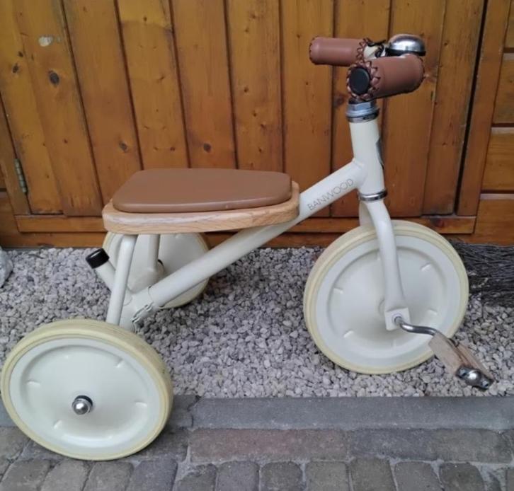 Banwood driewieler met duwstang crème, Fietsen en Brommers, Fietsen | Driewielers, Zo goed als nieuw, Duwstang, Ophalen