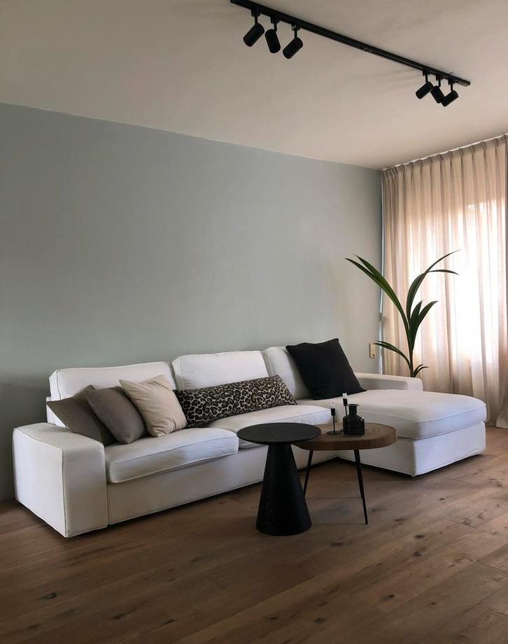 IKEA Hoekbank met Chaise Longue - Warm Grijs / wit, Huis en Inrichting, Banken | Bankstellen, Gebruikt, Hoekbank, Vierpersoons of meer