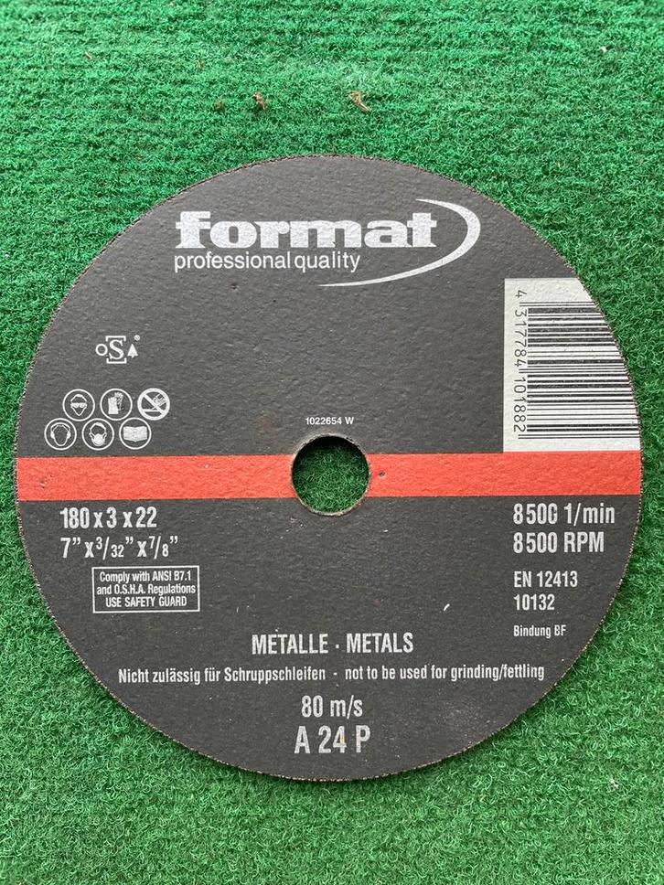 Format Slijpschijf Metaal 180x3x22mm, Doe-het-zelf en Verbouw, Overige Doe-het-zelf en Verbouw, Nieuw, Ophalen of Verzenden
