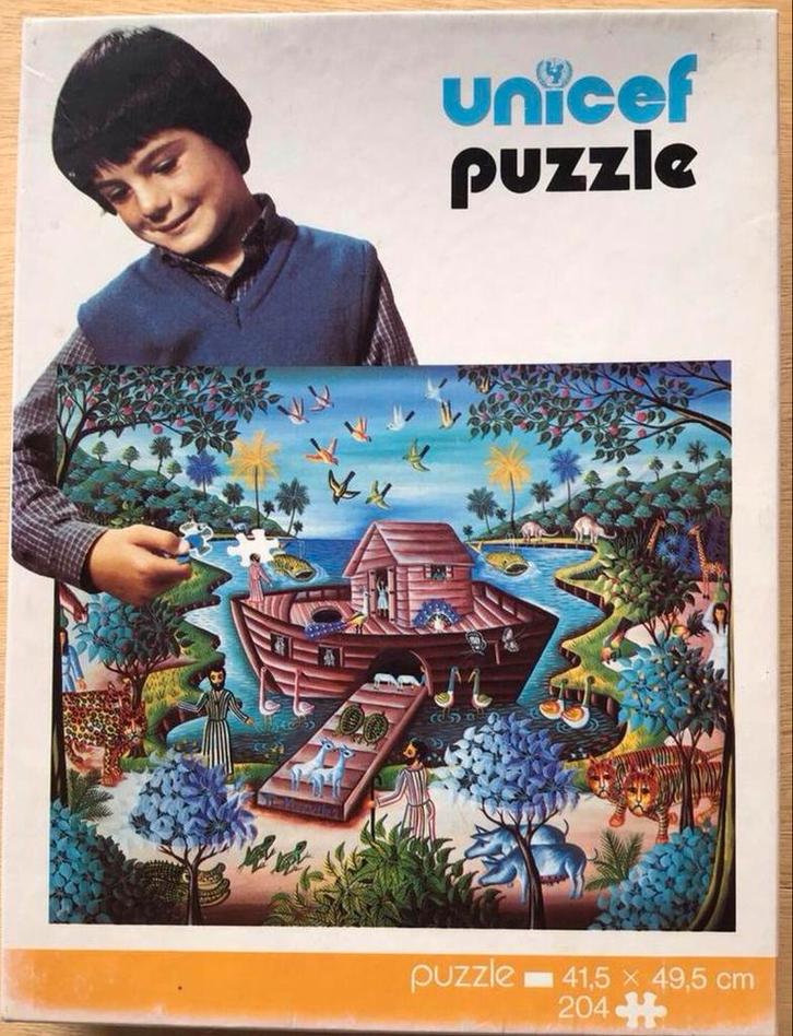 Vintage Unicef puzzel Noah’s ark - ZGAN, Hobby en Vrije tijd, Denksport en Puzzels, Zo goed als nieuw, Minder dan 500 stukjes