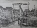 tekening St. Maartensbrug Goes en haven, Gerard Menken 1983, Antiek en Kunst, Verzenden