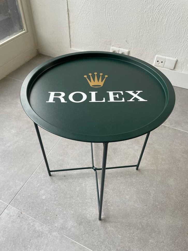 Rolex Tafel Kunst Item, Huis en Inrichting, Tafels | Bijzettafels, Gebruikt, Rond, Minder dan 45 cm, Minder dan 55 cm, Metaal of Aluminium