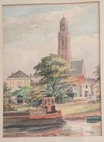 Johan Gelink Aquarel Stadsgezicht Zwolle De Peperbus, Antiek en Kunst, Ophalen of Verzenden