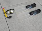 Duikset Mares Vedra silicone mask + flippers maat 43-44, Ophalen of Verzenden, Gebruikt, Zwem- of Duikvliezen