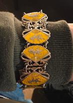 Antieke Zilveren Armband met Emaille Decoratie 39 gram, Ophalen of Verzenden, Gebruikt, Zilver, Zilver