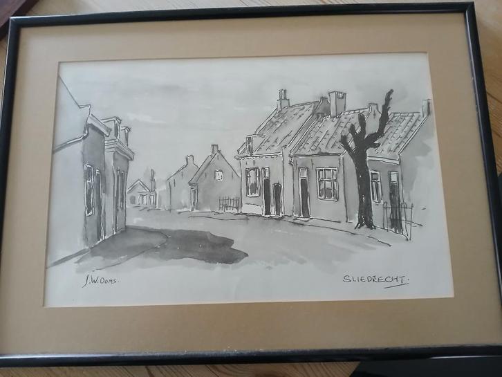 aquarel J.W. Ooms, Antiek en Kunst, Kunst | Schilderijen | Klassiek, Ophalen of Verzenden