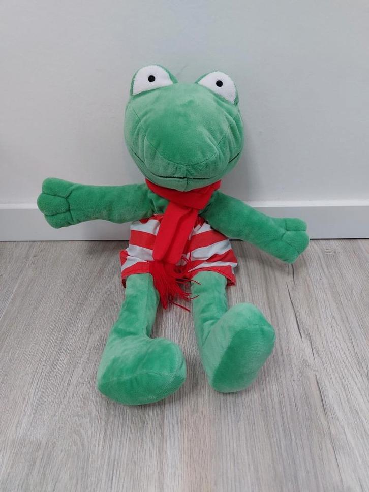 Knuffel handpop kikker max velthuijs sjaal L815, Kinderen en Baby's, Speelgoed | Knuffels en Pluche, Zo goed als nieuw, Kikker