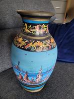 Beschilderde vaas 47 cm hoog blauwe vaas, Ophalen of Verzenden, Gebruikt