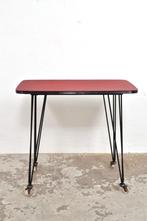 Vintage tafel bijzettafel wieltjes jaren 60, Ophalen of Verzenden, Gebruikt