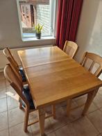 Uitschuifbare Eetkamertafel met 4 stoelen, Ophalen of Verzenden, Zo goed als nieuw