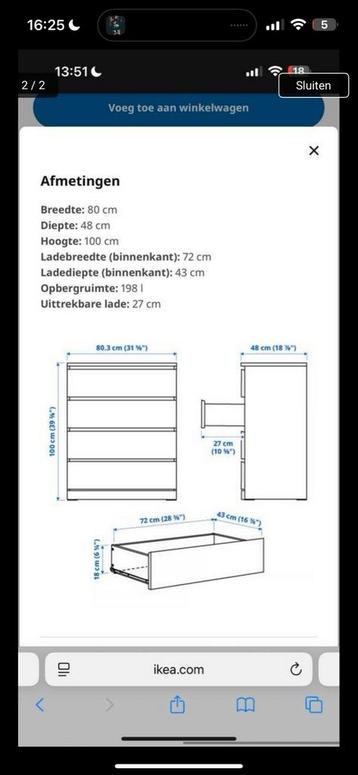 Ikea Malm Ladekast - Zwartbruin - afbeelding 2