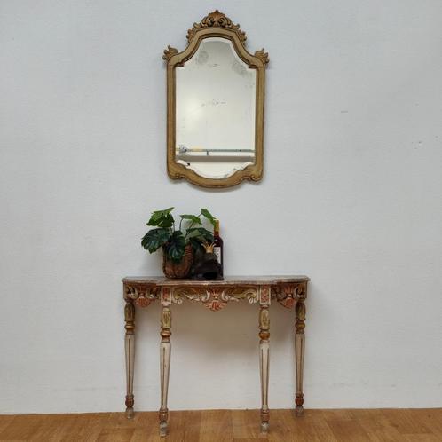Barok Rococo wandconsole sidetable marmer blad en spiegel 04, Huis en Inrichting, Tafels | Sidetables, Zo goed als nieuw, Ophalen of Verzenden