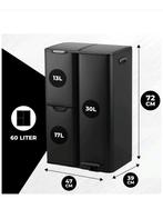 Bayt Prullenbak - Prullenbak 3 Vakken - 60 Liter - Zwart, Ophalen, 50 tot 75 cm, Nieuw, 40 liter of meer
