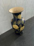 Antieke blauwe vaas met bloemmotief - 52cm bloem VAAS, Huis en Inrichting, Woonaccessoires | Vazen, Gebruikt, 50 tot 75 cm, Blauw