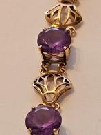 Gouden armband 14krt en edelsteen Alexandriet paars, Ophalen of Verzenden
