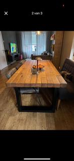 Robuuste  handgemaakte eettafel, Huis en Inrichting, Tafels | Eettafels, Gebruikt, 100 tot 150 cm, Eikenhout, 200 cm of meer