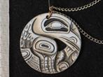 Haida first nation pewter pendent Raven, Ophalen of Verzenden, Overige kleuren, Overige materialen