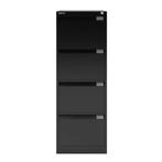 1x 4-Lades staal Bisley Filing Cabinet Zwart Archiefkasten, 100 tot 150 cm, Zo goed als nieuw, Met slot, Metaal